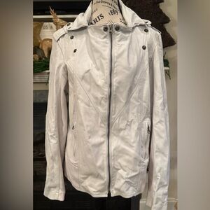 Schott NYC JKT Moto Jacket White Leather Mixed Media Lightweight Zip White Large